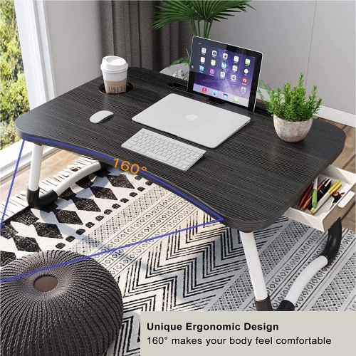 Laptop Bed Desk,Bed Table Portable Foldable Laptop Bed Tray Table with Cup Holder/Storage Drawer/Bookshelf Board for Bed /Couch /Sofa Working, Reading