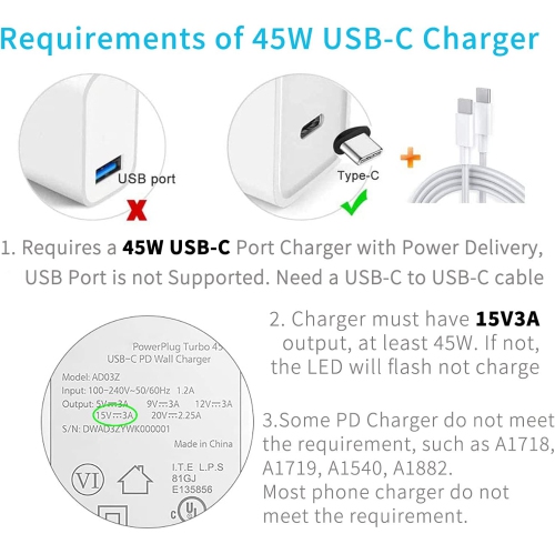 Surface Connect to USB-C Charging Cable Compatible for Microsoft Surface Pro7 Go2 Pro6 5/4/3 Laptop1/2/3 & Surface Book, Works with 45W 15V3A USBC