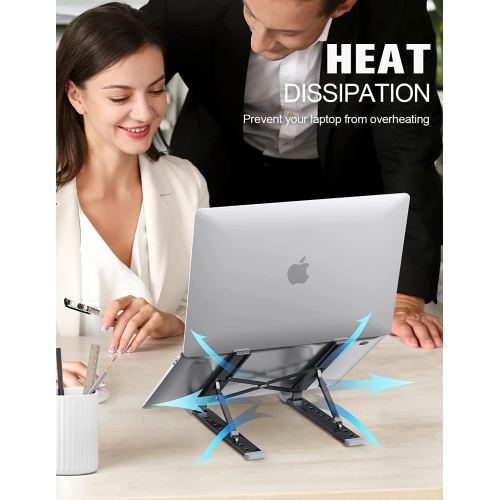 Laptop Stand for Desk, Aluminum 9-Levels Adjustable Portable Computer Stand Laptop Cooling Pad, Ventilated Laptop Riser Compatible with MacBook Pro