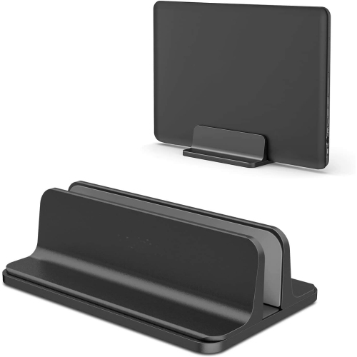 X Desktop Vertical Aluminum Laptop Stand Dock Adjustable Size, for All MacBook, Surface, Chromebook Gaming Laptops (Up to 17.3 inch), Black Heavy