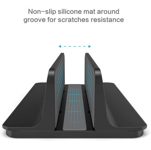 X Desktop Vertical Aluminum Laptop Stand Dock Adjustable Size, for All MacBook, Surface, Chromebook Gaming Laptops (Up to 17.3 inch), Black Heavy