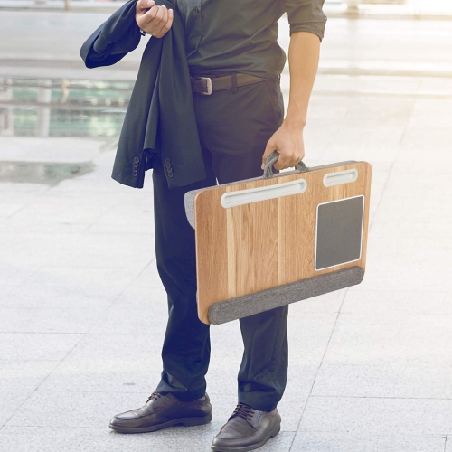 Lap Desk - Lap Laptop Desk Fits for 17 Inch Laptop, Lap Desk with Cushion & Wrist Rest, Laptop Lap Desk w/Mouse Pad & Cellphone Slot, for Couch &