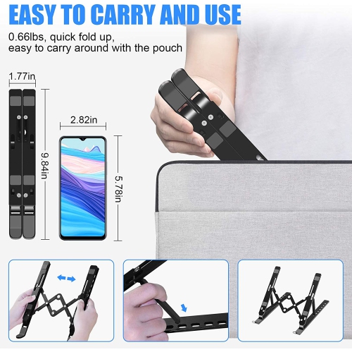 Laptop Stand, Adjustable Laptop Stand for Desk, Portable Lightweight, Aluminum Material, Non-Slip and Durable, Compatible with All 10' to 17' Laptops