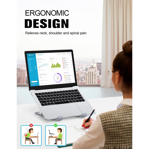 Laptop Stand for Desk, Aluminum 9-Levels Adjustable Portable Computer Stand Laptop Cooling Pad, Ventilated Laptop Riser Compatible with MacBook Pro