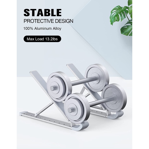 Laptop Stand for Desk, Aluminum 9-Levels Adjustable Portable Computer Stand Laptop Cooling Pad, Ventilated Laptop Riser Compatible with MacBook Pro
