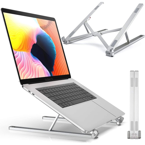 DOLAER  Portable Laptop Stand Adjustable Aluminium Alloy Laptop Stand Foldable Ventilated for Macbook And Notebook In Silver