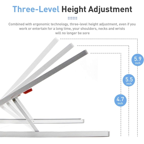 Portable Laptop Stand Adjustable Aluminium Alloy Laptop Stand Foldable Ventilated for MacBook and Notebook Silver