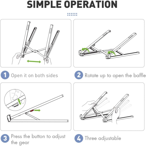 Portable Laptop Stand Adjustable Aluminium Alloy Laptop Stand Foldable Ventilated for MacBook and Notebook Silver