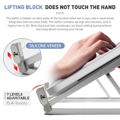 Portable Laptop Stand Adjustable Aluminium Alloy Laptop Stand Foldable Ventilated for MacBook and Notebook Silver