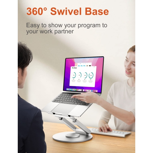 Laptop Stand Height Adjustable with 360° Swivel Base, Sit to Stand Ergonomic Computer Stand, Portable Laptop Riser Holder Desk for Good Posture,