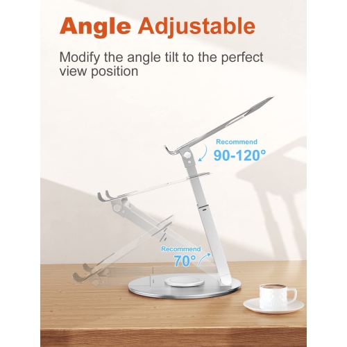 Laptop Stand Height Adjustable with 360° Swivel Base, Sit to Stand Ergonomic Computer Stand, Portable Laptop Riser Holder Desk for Good Posture,