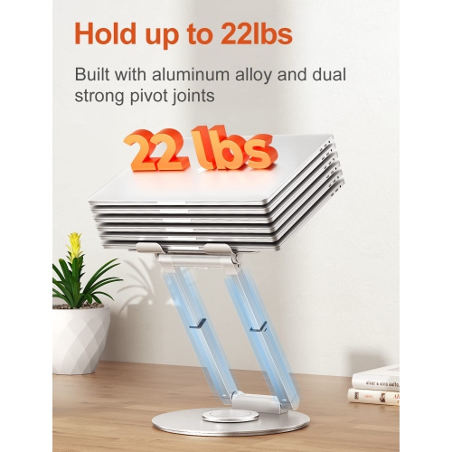Laptop Stand Height Adjustable with 360° Swivel Base, Sit to Stand Ergonomic Computer Stand, Portable Laptop Riser Holder Desk for Good Posture,