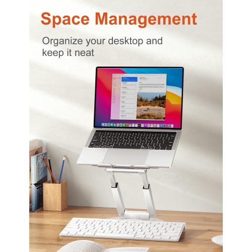 Laptop Stand Height Adjustable with 360° Swivel Base, Sit to Stand Ergonomic Computer Stand, Portable Laptop Riser Holder Desk for Good Posture,