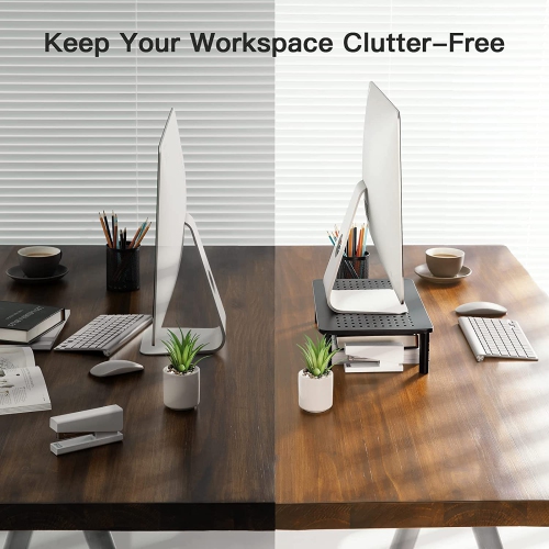 Monitor Stand Riser 3 Height Adjustable Laptop PC Monitor Stand for Computer with Sturdy, Stable Metal Construction with Non-Skid Rubber and Mesh