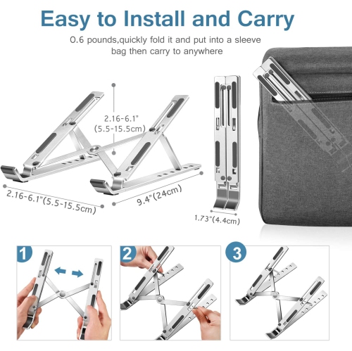Laptop Stand, Laptop Holder Riser Computer Tablet Stand, 6 Angles Adjustable Aluminum Ergonomic Foldable Portable Desktop Holder Compatible with