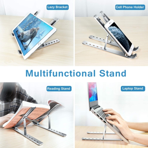 Laptop Stand, Laptop Holder Riser Computer Tablet Stand, 6 Angles Adjustable Aluminum Ergonomic Foldable Portable Desktop Holder Compatible with