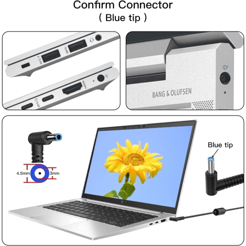 65W Laptop Charger for HP Envy 13 15 17 15-1039wm,Pavilion x360 11 13 15,EliteBook 820 830 840 850 G6 G3 G4 G5 G7-45W AC Power Supply Cord