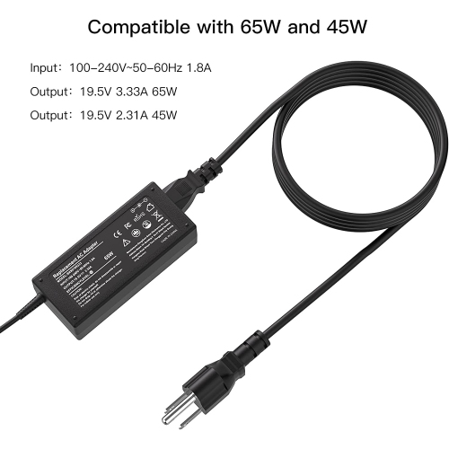 65W Laptop Charger for HP Envy 13 15 17 15-1039wm,Pavilion x360 11 13 15,EliteBook 820 830 840 850 G6 G3 G4 G5 G7-45W AC Power Supply Cord