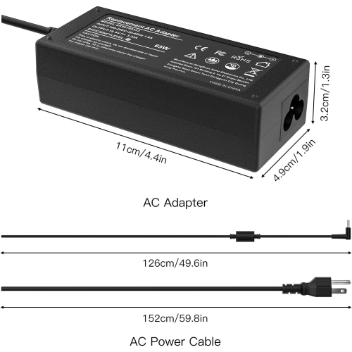 65W Laptop Charger for HP Envy 13 15 17 15-1039wm,Pavilion x360 11 13 15,EliteBook 820 830 840 850 G6 G3 G4 G5 G7-45W AC Power Supply Cord