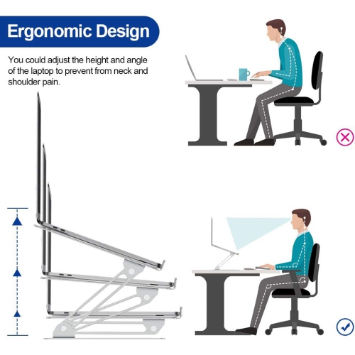 LS10 Aluminum Laptop Stand, Ergonomic Adjustable Notebook Stand, Riser Holder Computer Stand Compatible with Air, Pro, Dell, HP, Lenovo More 10-15.6'
