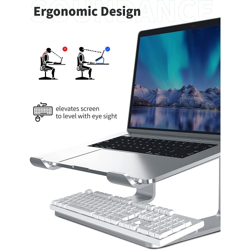 Aluminum Laptop Stand for Desk Compatible with Mac MacBook Pro Air Apple Notebook, Portable Holder Ergonomic Elevator Metal Riser for 10 to 15.6 inch