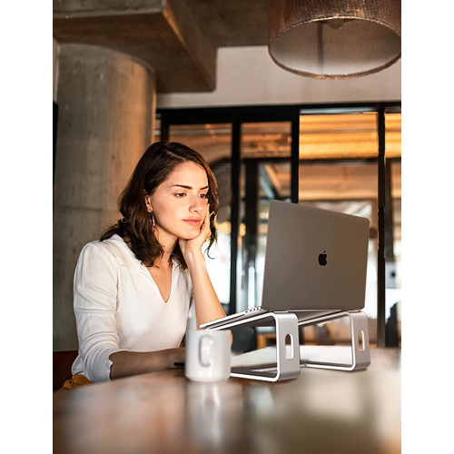 Aluminum Laptop Stand for Desk Compatible with Mac MacBook Pro Air Apple Notebook, Portable Holder Ergonomic Elevator Metal Riser for 10 to 15.6 inch