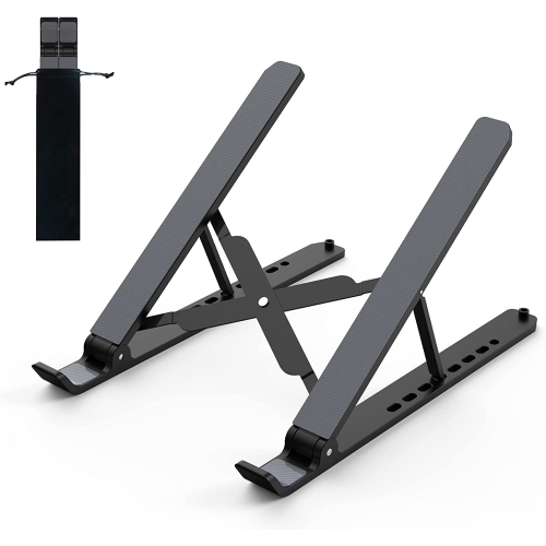 DOLAER  Laptop Stand for Desk, Adjustable Laptop Riser Abs+Silicone Foldable Portable Laptop Holder, Ventilated Cooling Notebook Stand for Macbook Pro