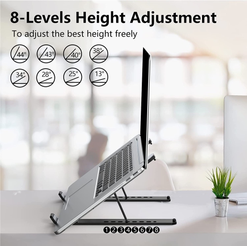 Laptop Stand for Desk, Adjustable Laptop Riser ABS+Silicone Foldable Portable Laptop Holder, Ventilated Cooling Notebook Stand for MacBook Pro Air,