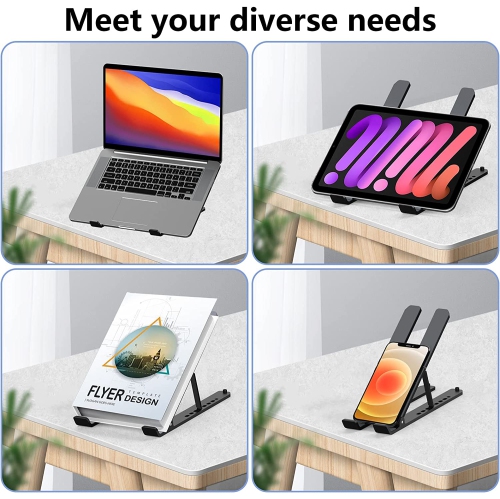 Laptop Stand for Desk, Adjustable Laptop Riser ABS+Silicone Foldable Portable Laptop Holder, Ventilated Cooling Notebook Stand for MacBook Pro Air,