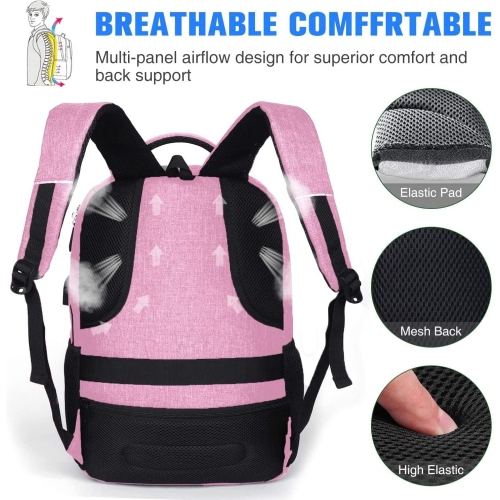 Laptop Backpack, School Backpack with Laptop Compartment & USB Charging Port for Business Travel, Waterfroof Bookbag Backpack for Teen Girl