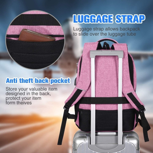 Laptop Backpack, School Backpack with Laptop Compartment & USB Charging Port for Business Travel, Waterfroof Bookbag Backpack for Teen Girl