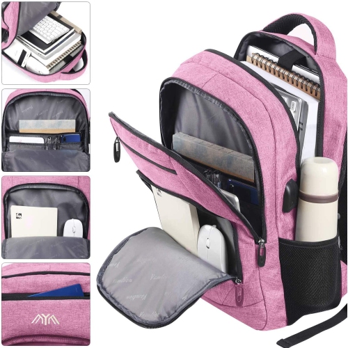 Laptop Backpack, School Backpack with Laptop Compartment & USB Charging Port for Business Travel, Waterfroof Bookbag Backpack for Teen Girl