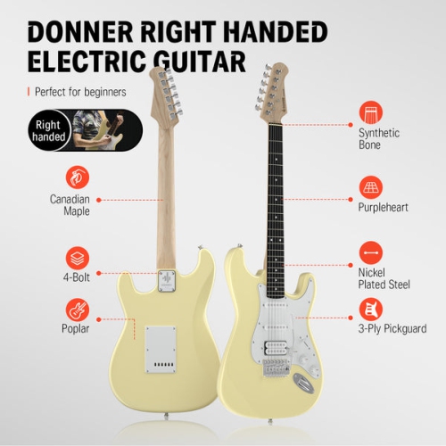 Donner DST-100 39 Inch ST Electric Guitar Kit with Amplifier Solid