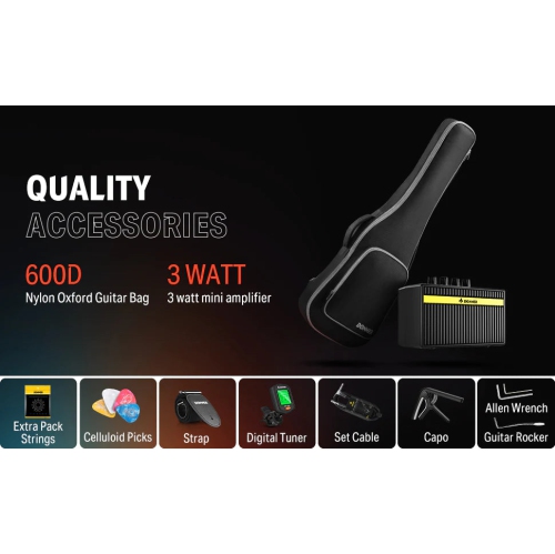 Donner DST-100 39 Inch ST Electric Guitar Kit with Amplifier Solid Body H-S-S Pickup - Right Handed