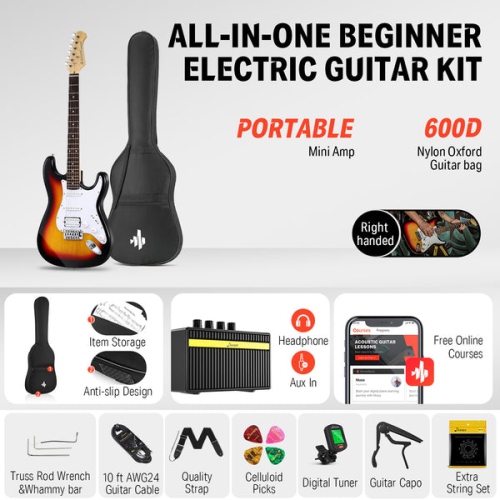 Donner DST-100 39 Inch ST Electric Guitar Kit with Amplifier Solid