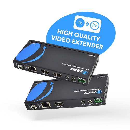 OREI HDMI Extender over Ethernet CAT5e/CAT6 Power Over Cable - HDBaseT - Zero Latency - 1080P Upto 500 Feet -IR Signal