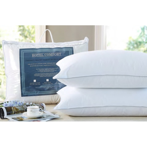 Cotton House - Set of Two Pillows, Microfiber Gel, 100% Egyptian Cotton Cover, Standard Size, Made in Canada