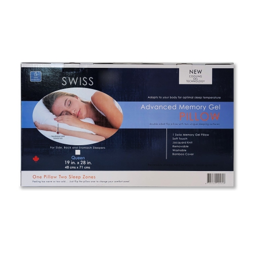 Cotton House - Memory Gel Pillow, Bamboo Cover, Queen Size, Made in Canada