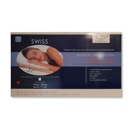 Cotton House - Memory Gel Pillow, Bamboo Cover, Queen Size, Made in Canada