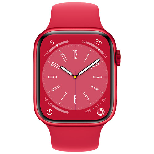 Bell Apple Watch Series 8 (GPS + Cellular) 45mm (PRODUCT)RED Aluminum Case w/ (PRODUCT)RED Sport Band - M/L - Monthly Financing