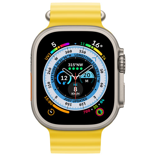 Rogers Apple Watch Ultra (GPS + Cellular) 49mm Titanium Case with Yellow Ocean Band - Monthly Financing