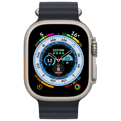 Rogers Apple Watch Ultra (GPS + Cellular) 49mm Titanium Case with Midnight Ocean Band - Monthly Financing