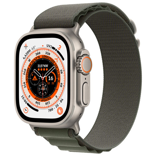 TELUS Apple Watch Ultra 49mm Titanium Case w/ Green Alpine Loop - Small - Monthly Financing