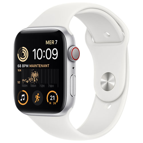 Rogers Apple Watch SE 44mm Silver Aluminum Case with White Sport Band (2022) - Monthly Financing