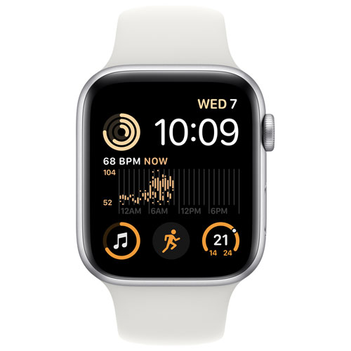 Rogers Apple Watch SE (GPS + Cellular) 44mm Silver Aluminum Case with White Sport Band (2022) - Monthly Financing
