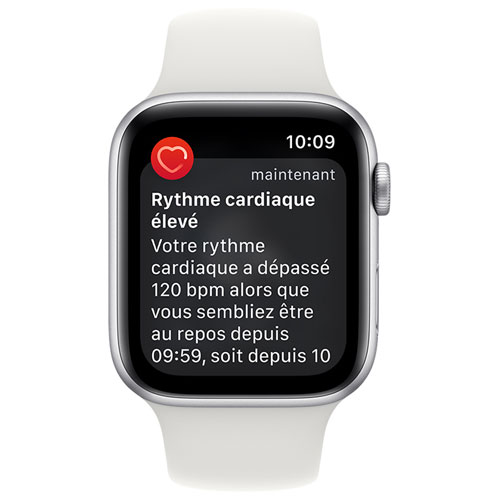 Apple Watch SE 44 mm en aluminium argenté avec bracelet sport blanc (2022) de Bell - Financement mensuel