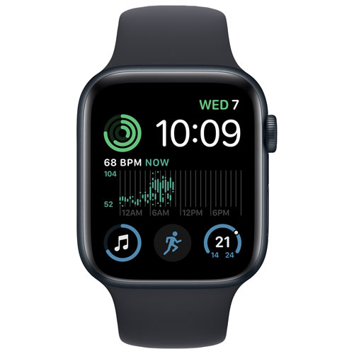Apple Watch SE 44 mm en aluminium minuit avec bracelet sport minuit (2022) de Virgin Plus - Financement mensuel
