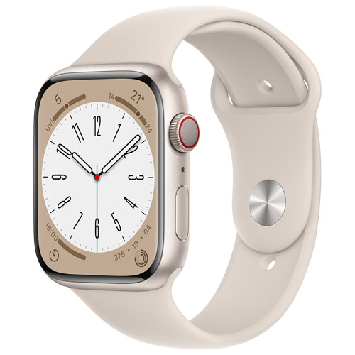 TELUS Apple Watch Series 8 45mm Starlight Aluminum Case w/ Starlight Sport Band - M/L - Monthly Financing