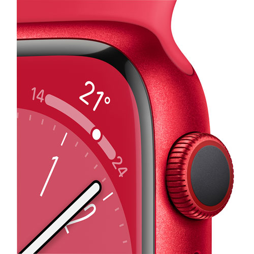 Apple Watch Series 8 41 mm en aluminium PRODUCT)RED avec bracelet sport (PRODUCT)RED de TELUS - P/M - Financement mensuel