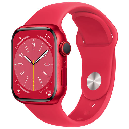 Apple Watch Series 8 41 mm (GPS + Cell) en aluminium PRODUCT)RED avec bracelet sport (PRODUCT)RED de Bell - P/M - Financement mensuel